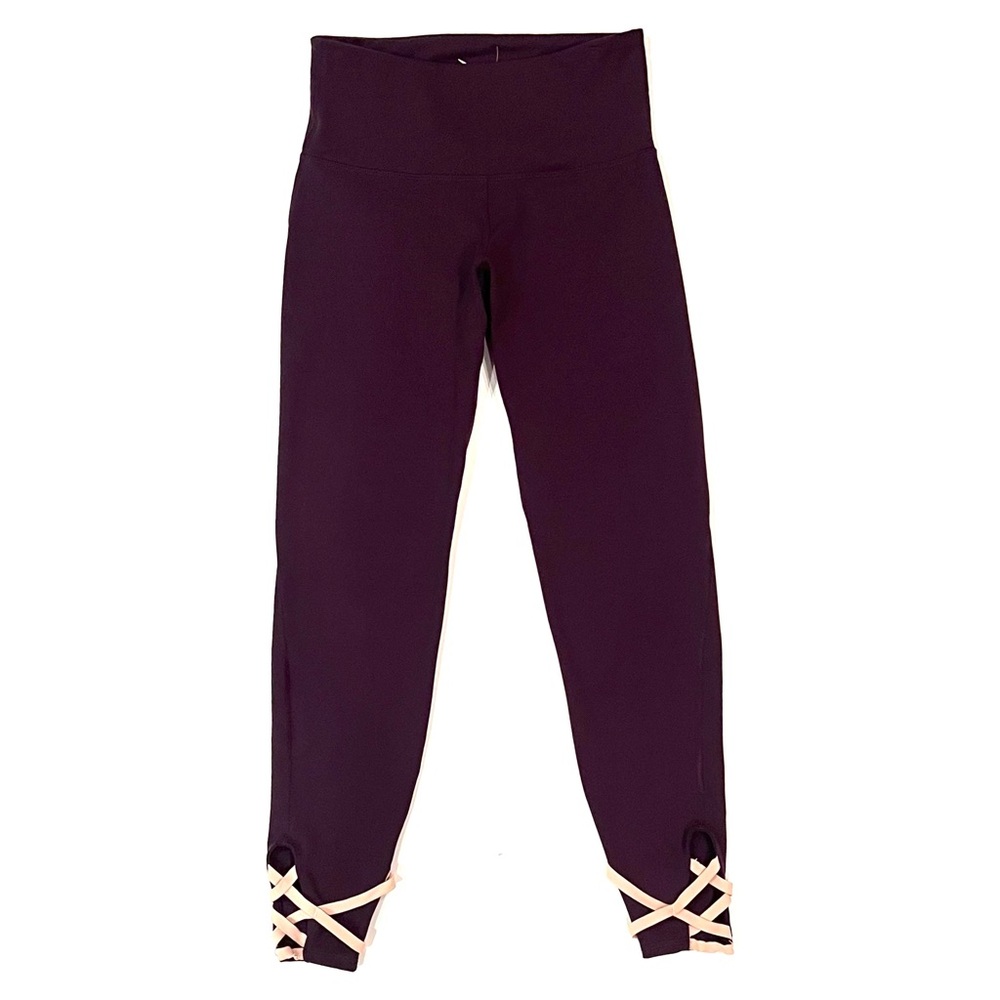 Old Navy Active Fitted Magical Potion Purple Leggings Pink Lattice Leg Small EUC